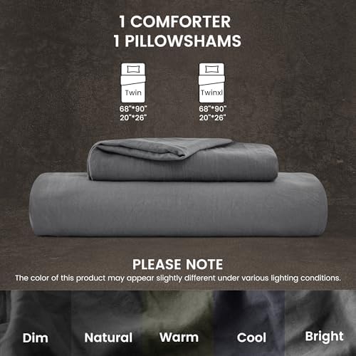 SLEEP ZONE Duvet Cover Twin/Twin XL Size, Stone Washed, Soft and