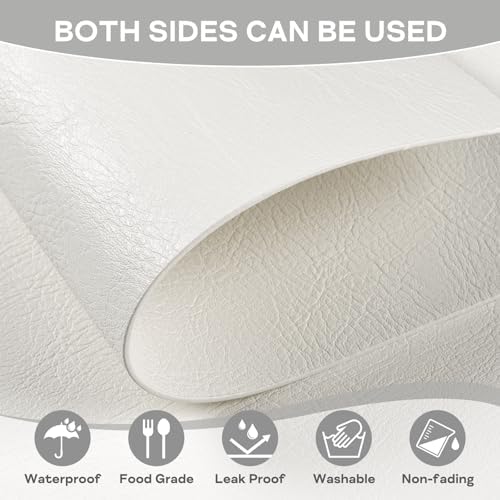 Faux Leather Placemats Set of 6, Washable Place Mats, Vinyl Placemats