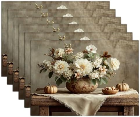 Placemat Set of 12 Washable Linen Textured Place Mats for Dinner