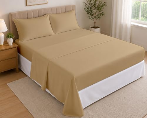 Sheets Set, Breathable Luxury Microfiber 4 Piece Bed Sheet Set with