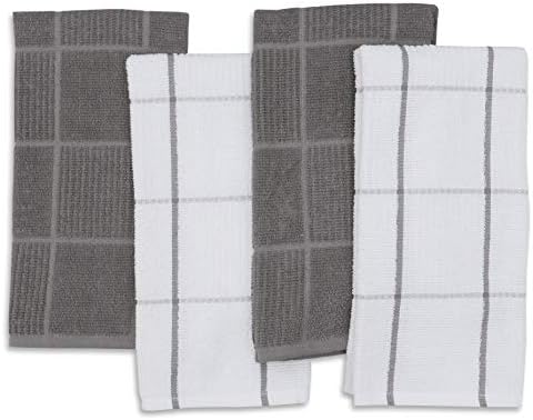AMOUR INFINI Kitchen Towels Pack of 4, Terry Cotton Dish Towels, Ultra