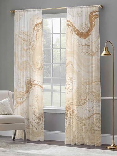 Beige Marble Sheer Curtains Chic Neutral Minimalist Fluid Aesthetic