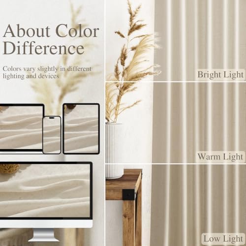 Nanspring Extra Long Linen Curtains 120 Inch 2 Panels Set for Living