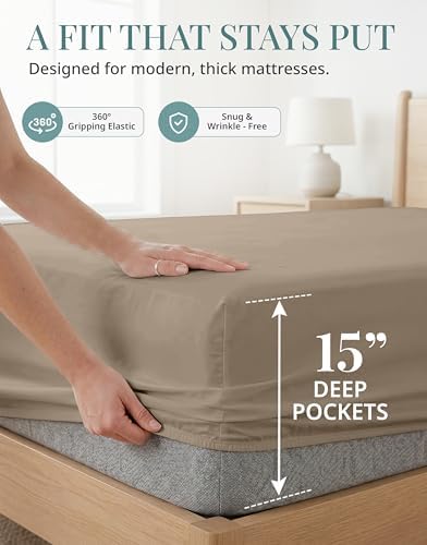 LANE LINEN 450TC Cotton Full Sheet Set - Silky Smooth Sateen Weave