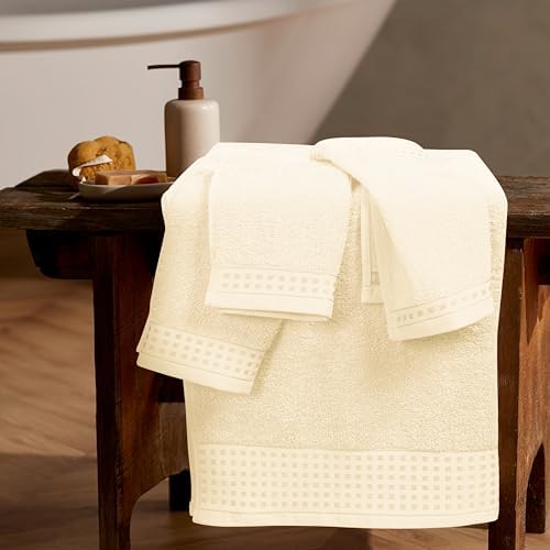 GLAMBURG Ultra Soft 3 Pack Cotton Towel Set, Contains a Bath Towel