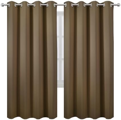 LEMOMO Brown Thermal Blackout Curtains/52 x 72 Inch/Set of 2 Panels