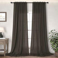 DANCURTON Brown Linen Curtains 96 Inches Long 2 Panels Light Filtering