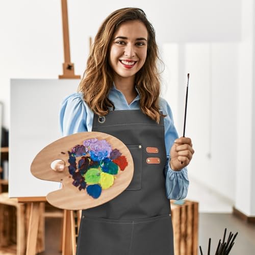 Unisex Aprons with Large Pockets,Cotton Canvas Cross Back Heavy Duty