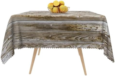 Vintage Wood Grain Tablecloth Square 70 Inch Rural Rustic Gray Wooden