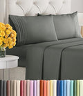 King Sheets Set, 4 Pieces 16" Deep Pocket Hotel Luxury, Dark Slate