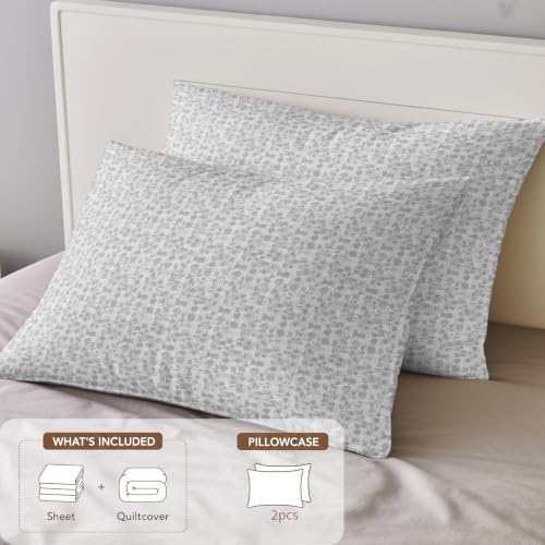 Set of 4 Bedding Quilt Covers, Vintage Gray 4-Piece Bed Sheet Set with