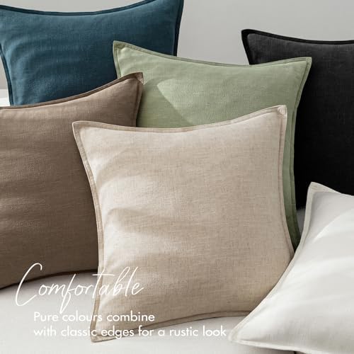 EMEMA Euro Decorative Linen Throw Pillow Covers 22x22 Inch Dark Olive