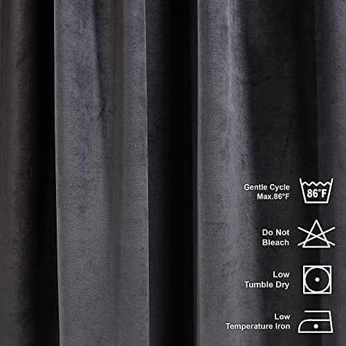 Solid Luxury Matte Velvet Soft Curtains Set of 2 Panels Hanging Back