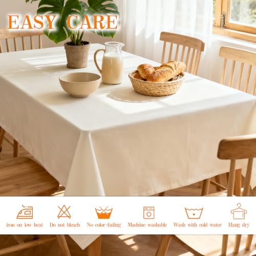 WIGENIUS 2 Pack Ivory Table Cloth Rectangle 60X102 Inch Tablecloth Fit