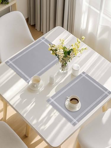 Placemats Set of 8 for Dining Table, Solid Color Gray Washable