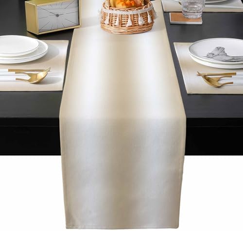 Beige White Ombre Table Mats Set of 4 With Table Runner 90 Inches