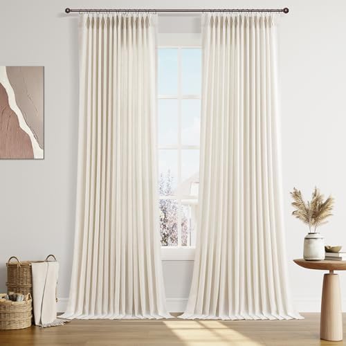 Joywell Linen Pinch Pleated Light Filtering Curtains 120 Inches Extra