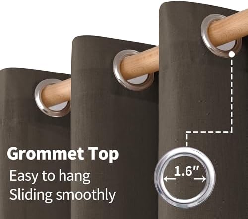 YoungsTex Extra Long Brown Linen Curtains 95 Inch Length for Living