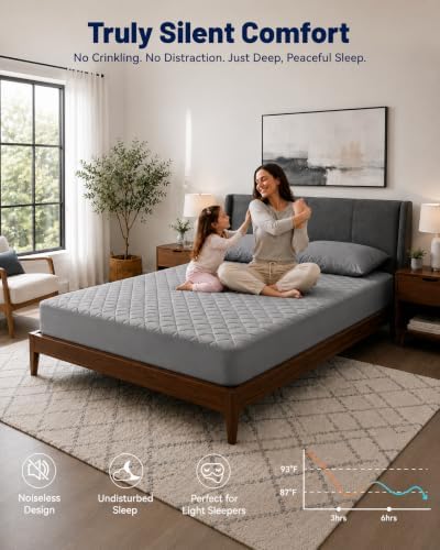 Queen Mattress Pad, Breathable & Quiet, Soft, 3D Mesh, Deep Pocket
