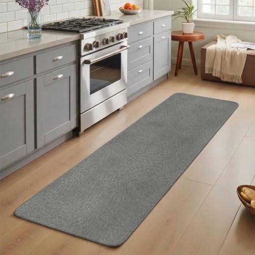 Long Bathroom Runner Rug, Vintage Gray Absorbent Non Slip Washable