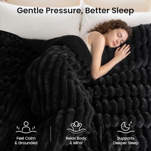 Drewin Weighted Blanket for Adults Queen Size 20lbs, Black Throw