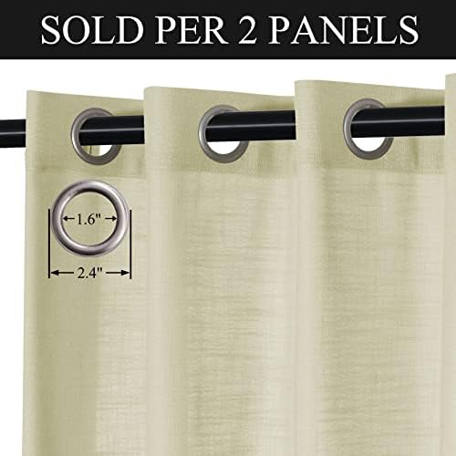 Fcosie Beige Linen Drapes 120 Inches Long Grommet Top Curtain Panel