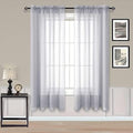 Grey Sheer Curtains 63 Inch Length for Bedroom 2 Panels Set Voile