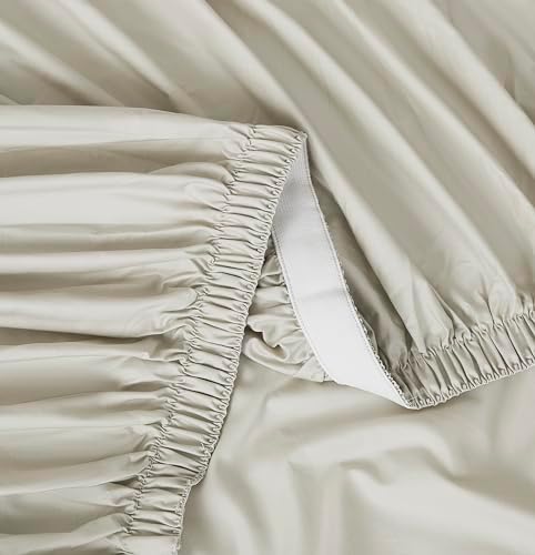 Linen Closet 4 Pcs 100% Cotton King Size Sheets Set, Tan, 400 Thread