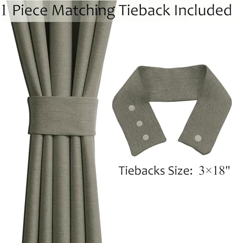 Frelement Blackout Linen Curtains Pinch Pleat Curtains Window
