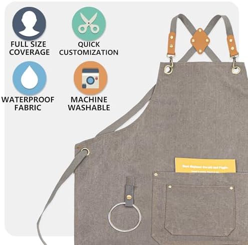 Canvas Aprons for Women Men Personalized Chef Apron Work Shop Apron