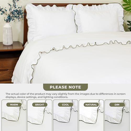 Dreamology Ruffle Duvet Cover King Size, 3Pcs, 100% Cotton Duvet Cover
