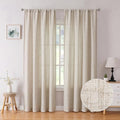 Tollpiz Linen Curtain Living Room Rod Pocket Semi Sheer Curtains