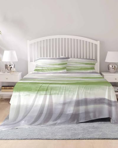 Sage Green Gray California King Bed Sheets,Breathable Cooling Sheet