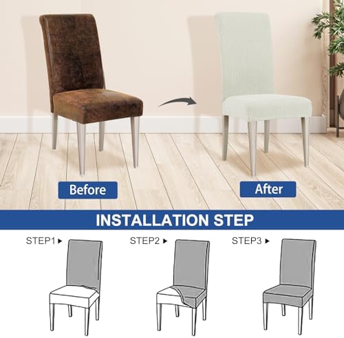 Chair Covers for Dining Room Set of 6, Stretch,Natural Colors