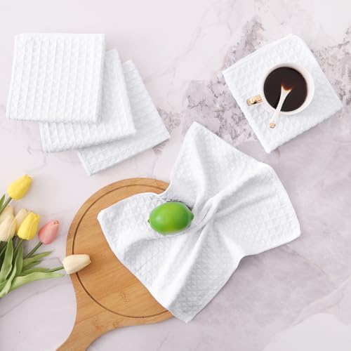 Homaxy Microfiber Waffle Weave Kitchen Dish Cloths, 8 Pack, White