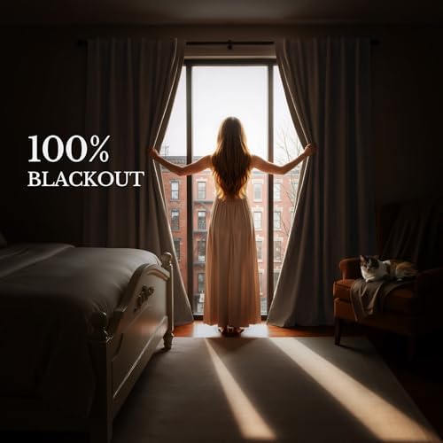 NICETOWN Scratch-Proof 100% Blackout Curtains for Tenant/Nightshift