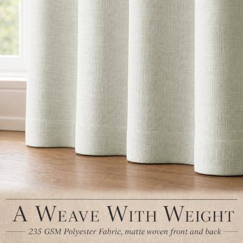 DECOLURE 100% Blackout Linen Curtains 108 Inches Long | Ivory
