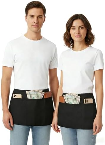 BOHARERS Cotton Server Aprons 2 Pack Waiter Waitress Apron Short Apron