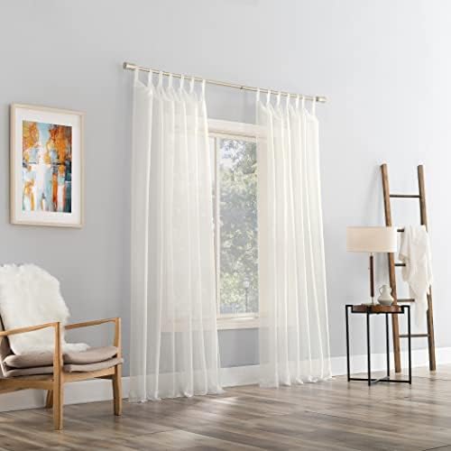 No. 918 Emily Sheer Voile Tab Top Curtain Panel, 59" x 63", Eggshell