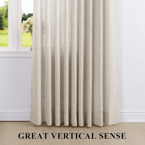 Fcosie Extra Long Linen Blend Curtains for High Ceiling, Light