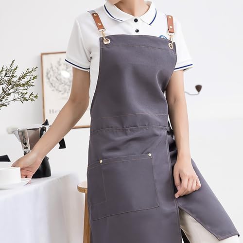 Kitchen Apron Adjustable Cotton Canvas Apron with Pockets for Kitchen