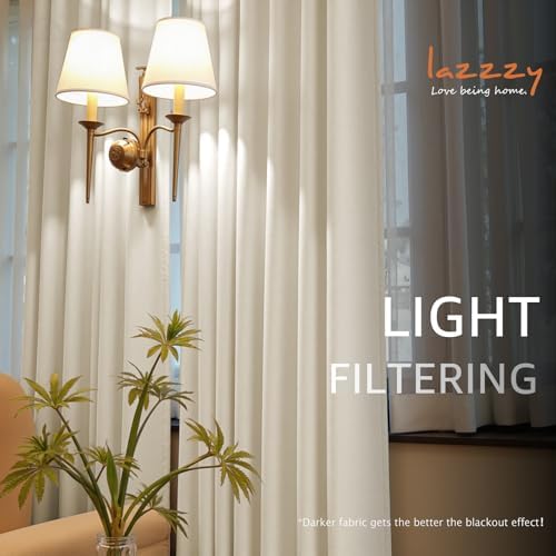 Lazzzy Ivory Velvet Curtains 63 Inch Length Drapes for Living Room