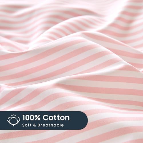 Wake In Cloud - Striped Cotton Duvet Cover Set, Ticking Stripe