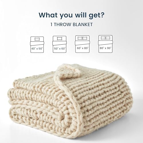 SLEEP ZONE Throw Blanket for Couch - Chunky Knit Hollow Blanket, Throw