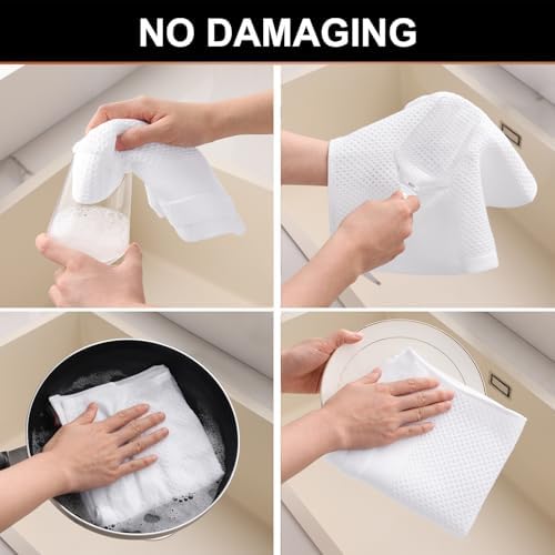 Homaxy Kitchen Towels and Dishcloths Set, Set of 16, White