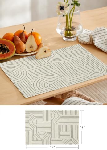 Faint Curves Table Runner and Placemats Set of 6 Tone-on-Tone Cotton