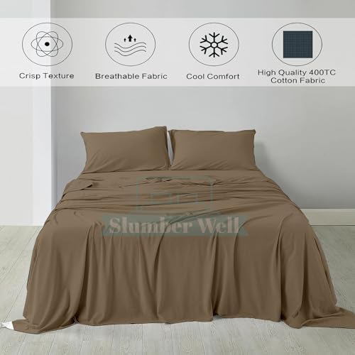 SlumberWell 4 Piece Sheet Set Full XXL Size, 100% Egyptian Cotton