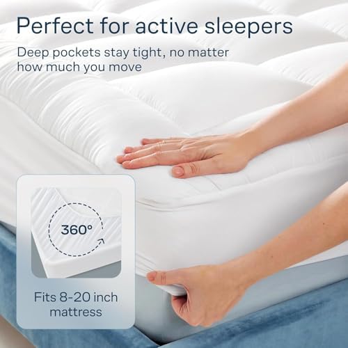 Niagara Sleep Solution 100% Cotton Top Queen Size Mattress Pad, Pillow