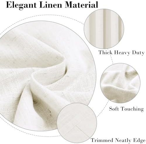 cololeaf Linen Curtains Extra Long 120 inches Natural Linen Textured