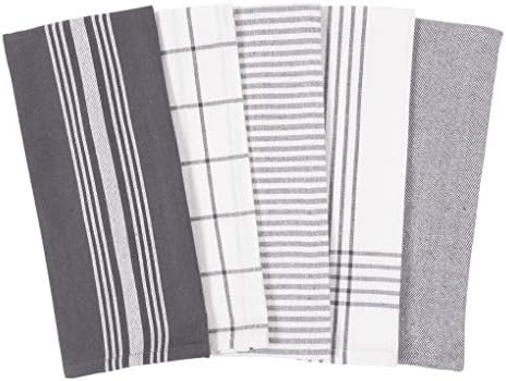 KAF Home Soho Kitchen Dish Towels - Set of 10, 18 x 28 Inch (Charcoal)